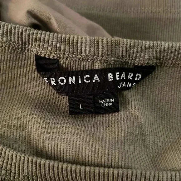 Veronica Beard Fawn Puff-Sleeve Top in Moss Green Crewneck NWOT Size Large